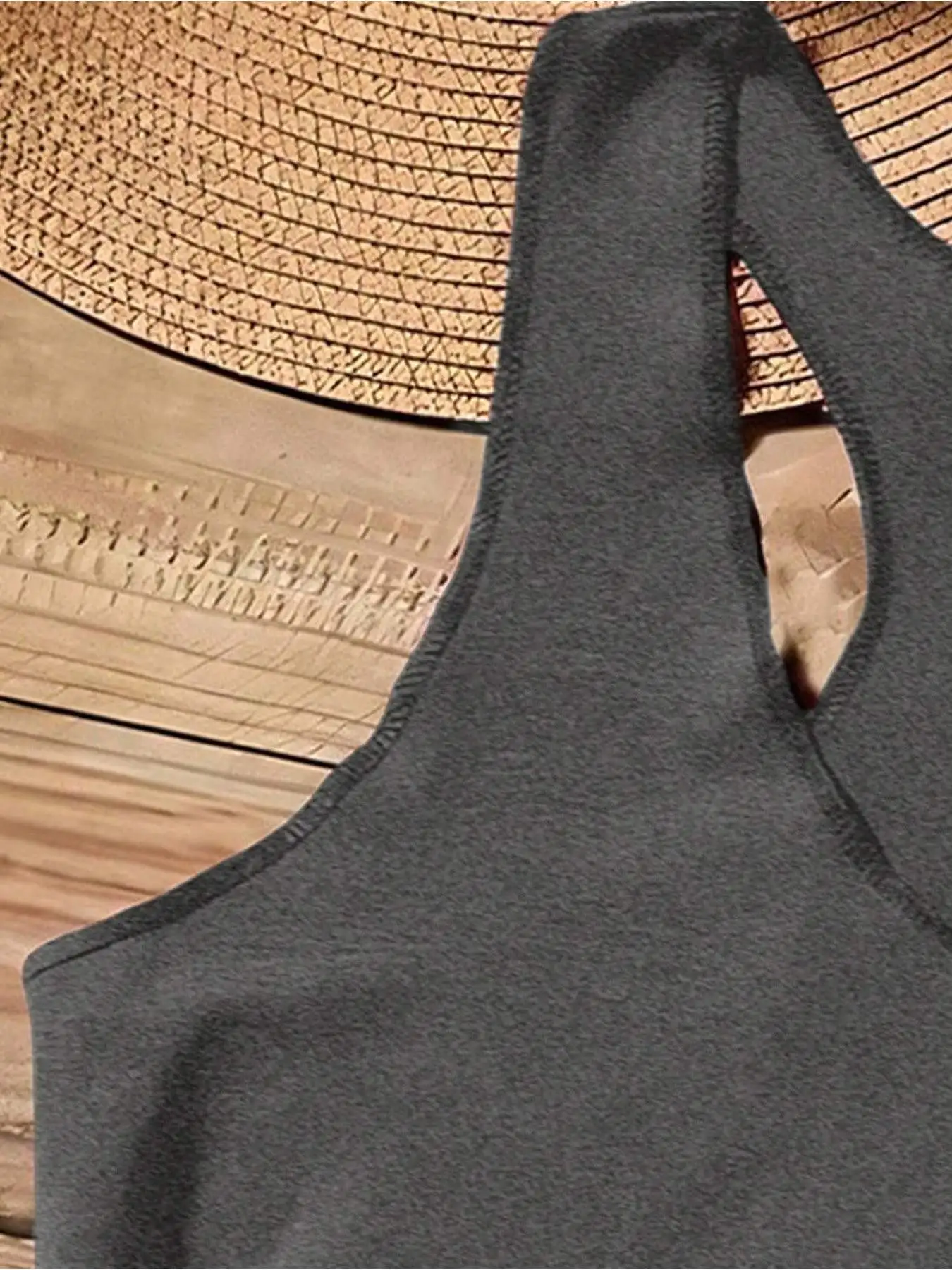 Damen Vintage Rock-Stil Ärmelloses Top mit Lippenmikrofon-Print I-Back Weste Sommer Casual Mode für Frauen – Detail 6