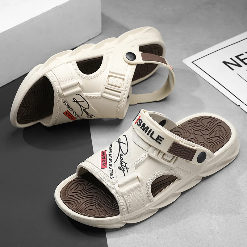 Summer Sandals Men's Slippers Couples Outdoor Slippers Beach Sandals Trendy One word Garden Anti slip Clogs