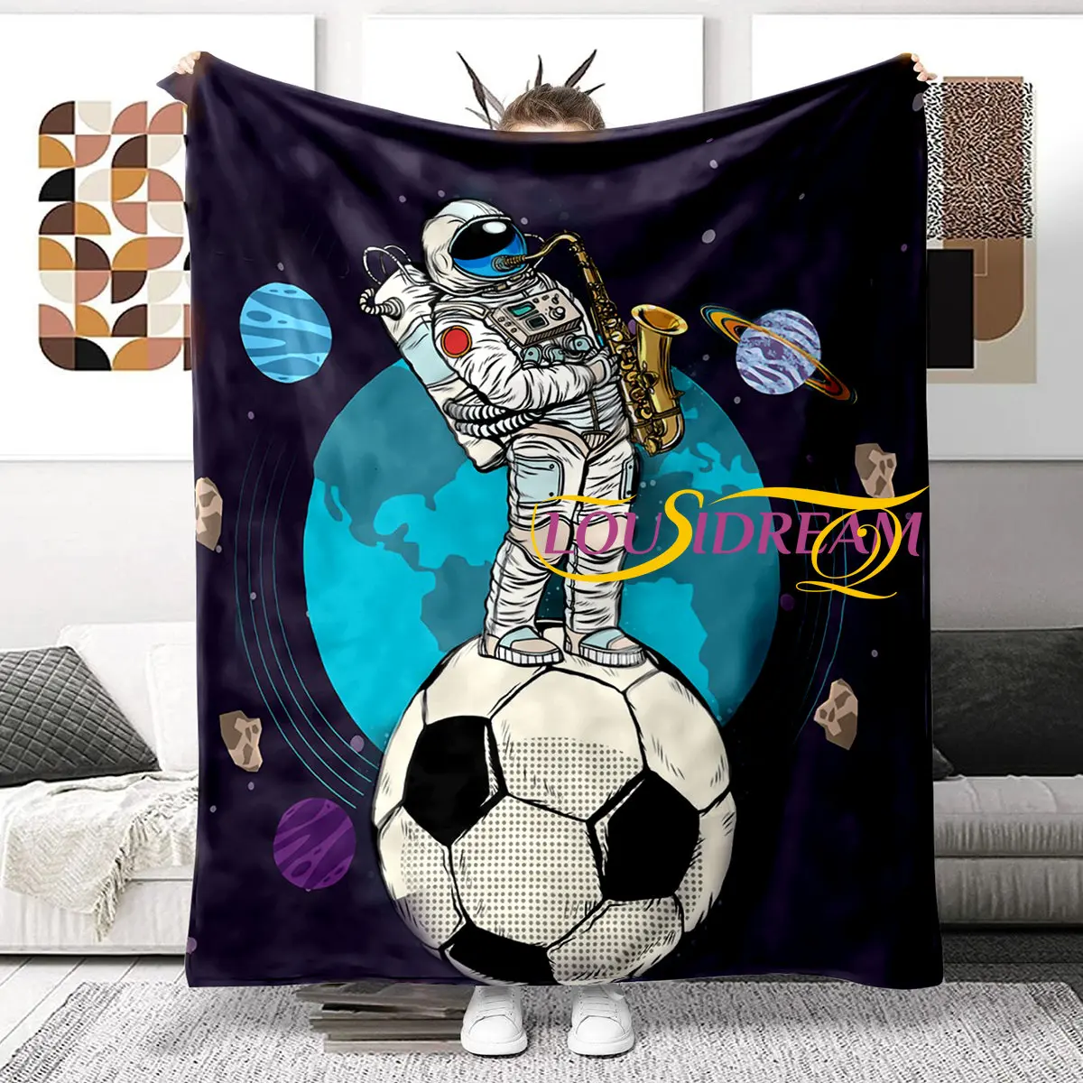 

Galaxy Stars Space Planet Astronaut Blanket Fashion Flannel Throw blanket Children and adult Gift Sofa Travel Camping