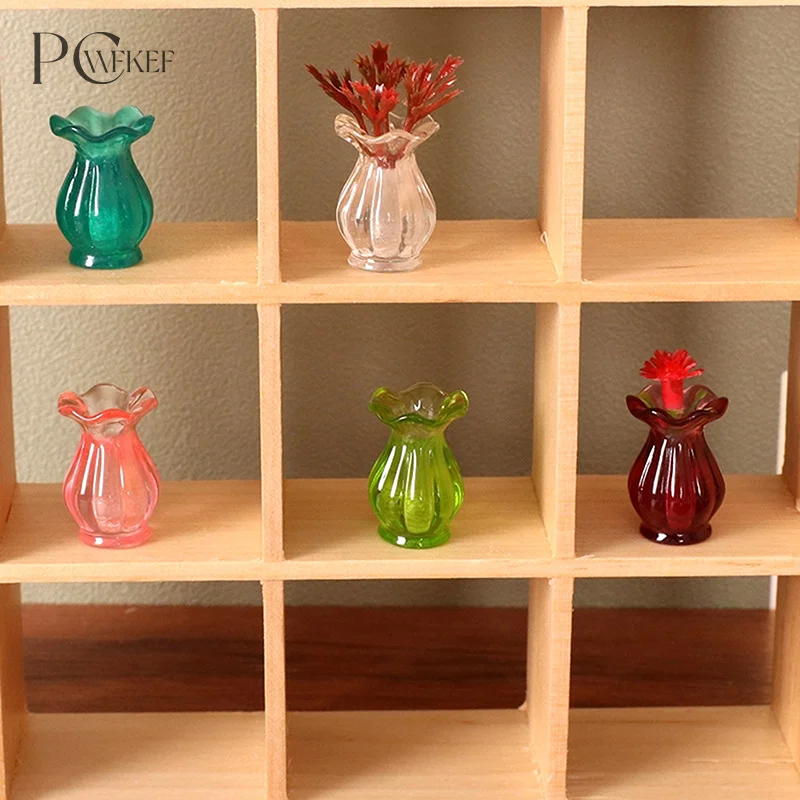 

1:12 миниатюрная цветная прозрачная фотобутылка для кукольного домика пустая макраме Ваза Декор для дома и сада