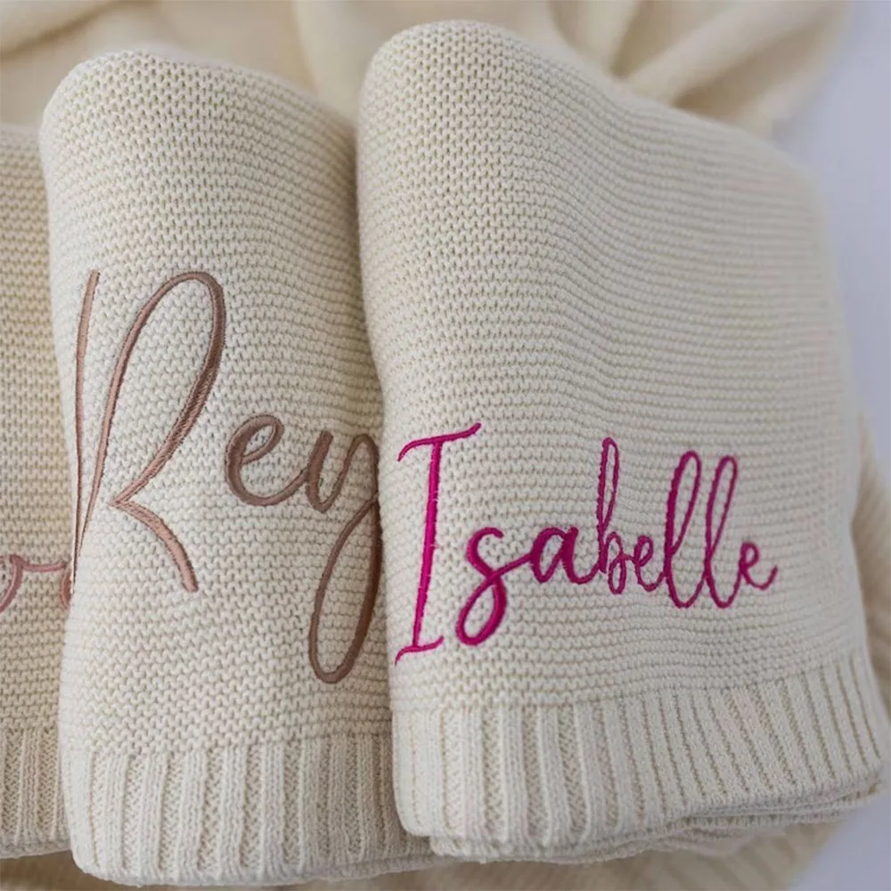 Personalized Baby Blanket Knitted Baby Boy Girl Swaddle Blanket for Newborn Infant Toddlers Kid 80X100cm