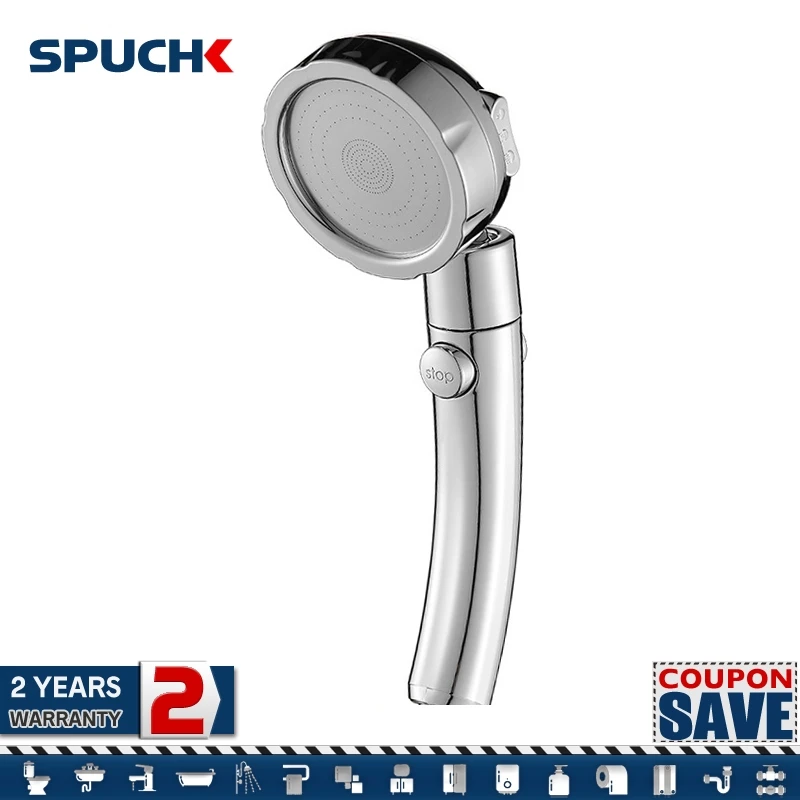Water One Button Stop Shower Head With Switch For High Pressure Hand