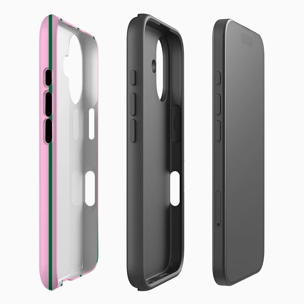 Luxury Double-Layer Phone Case with Pink and Green Stripes