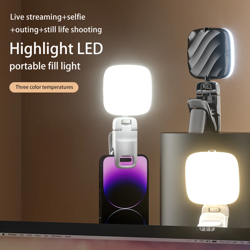 

Selfie Light Mobile Phone Fill Light LED Portable Video Conference Lighting Clip Video Light 2500-6000K for Live Streaming