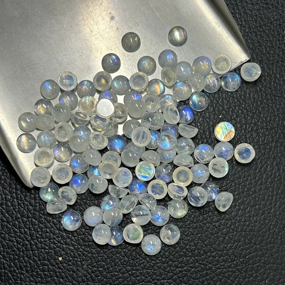 20 Pieces 1 Bag Round 8mm Natural Moonstone Cabochon Flatback Gemstone On Sale