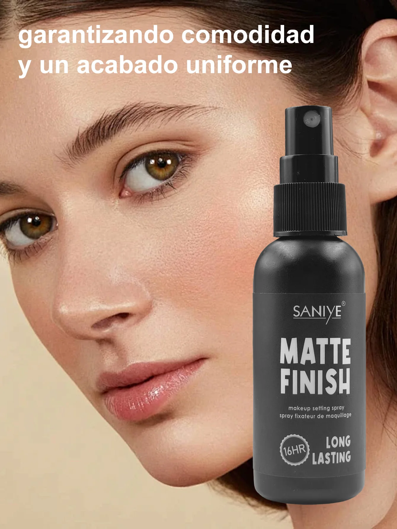 SANIYE Spray de fijación de maquillaje, base mate brillante, control de aceite y repelente al agua. Spray de fijación para todo tipo de piel. 16H de larga duración