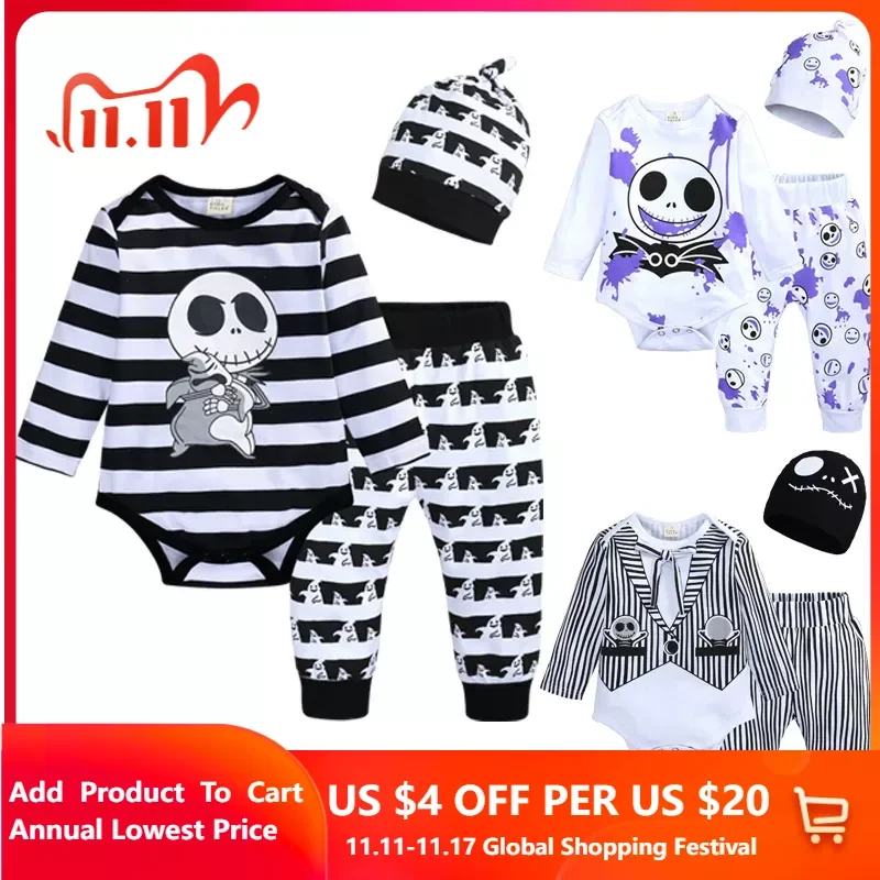 

Halloween skeleton Rompers for baby girls boys baby clothes 0 to 12 months
