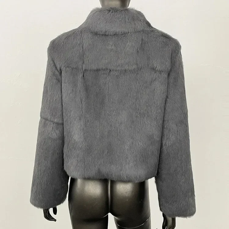 Luxury Rabbit Fur Coat Back View