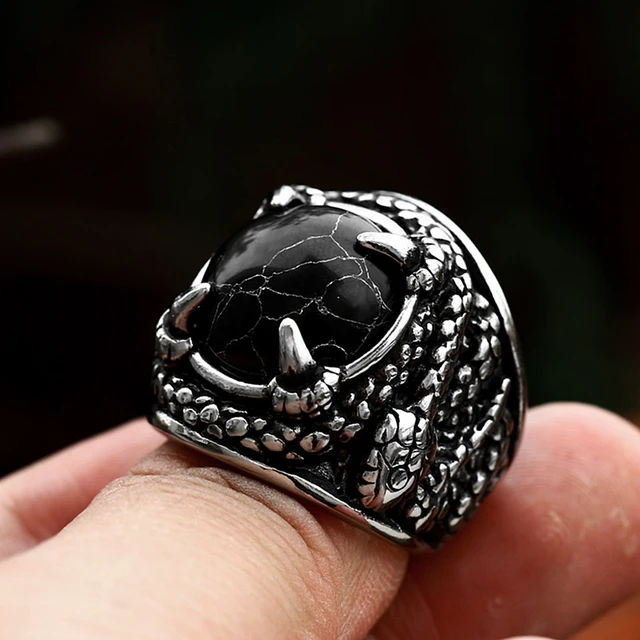 Steampunk Eagle Dragon Claw Rings Men Domineering Halloween Skull Opening  Ring Retro Silver Plated Copper Jewelry Gift Wholesale