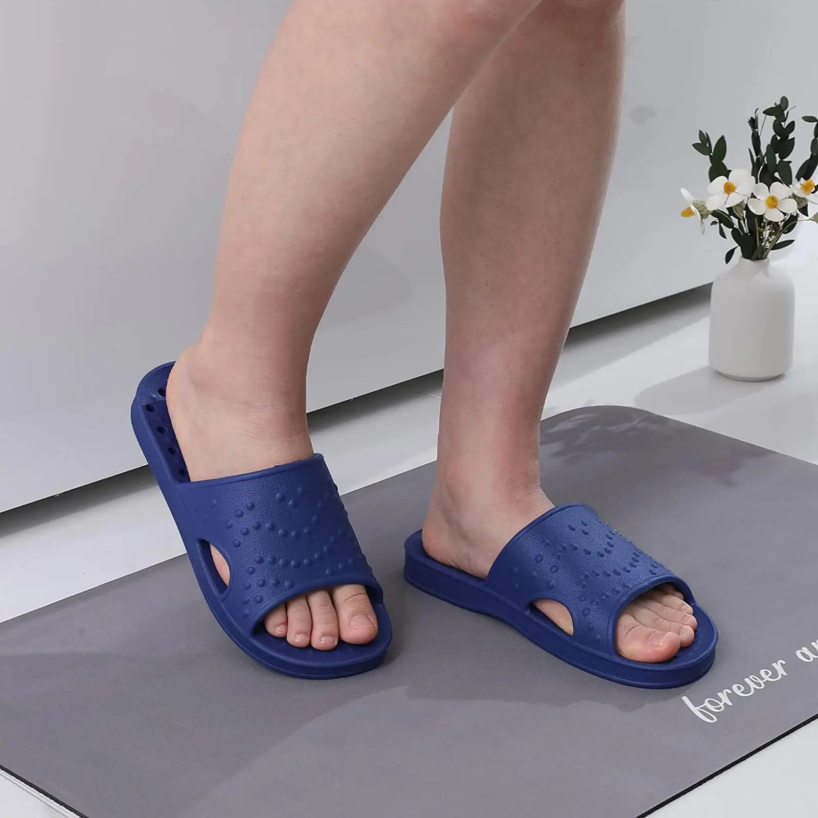 Smile Superweiche Duschpantoffeln für Damen und Herren, leichte, rutschfeste Hausschuhe, schnell trocknende Badezimmerpantoffeln mit Fußgewölbestütze – Detail 11