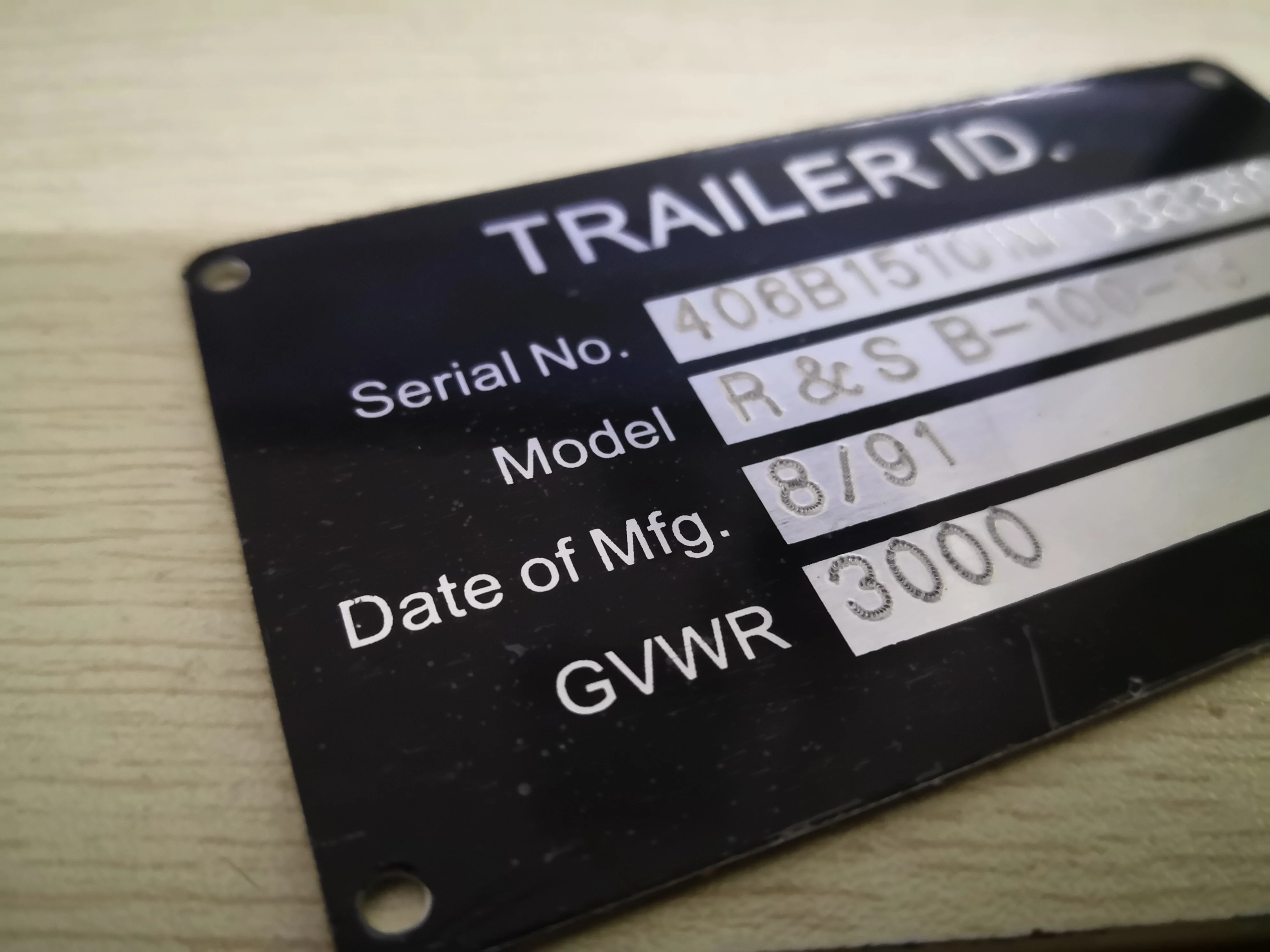 Vin plates - Vin tags - Serial number plates - Trailer id plates