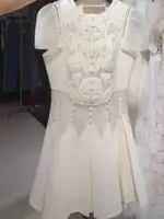 QMQA mode femmes robe élégante épissé dentelle fleur brodée évider conception Mini robes 2025 printemps nouveaux vêtements QM305 5