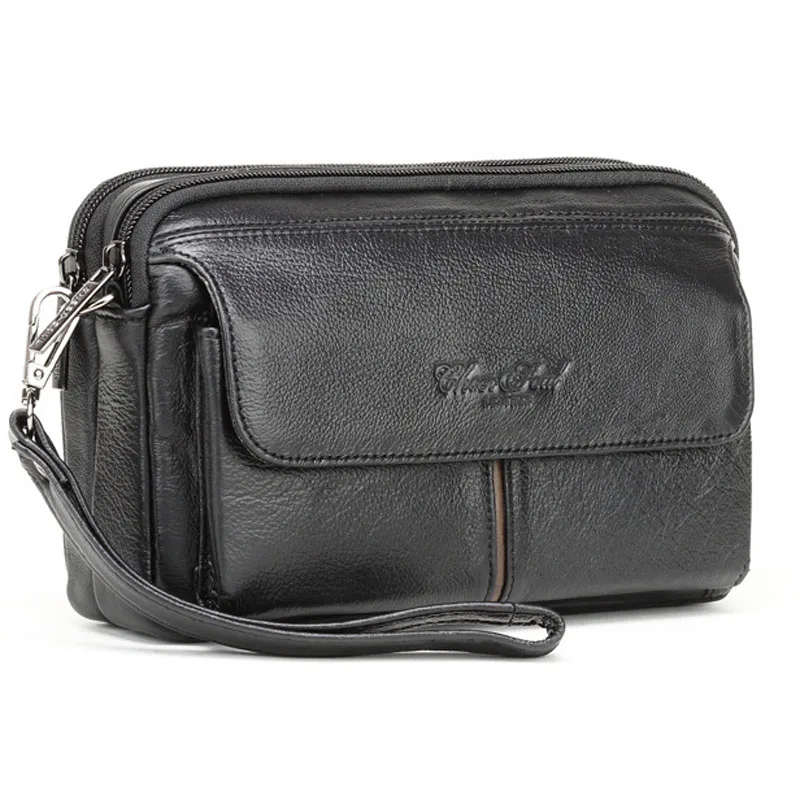 Men Business Clutch Bags Vintage Genuine Leather Mobile Phone Case Cigarette Purse Pouch Male Handy Bag Card Holder Wallet