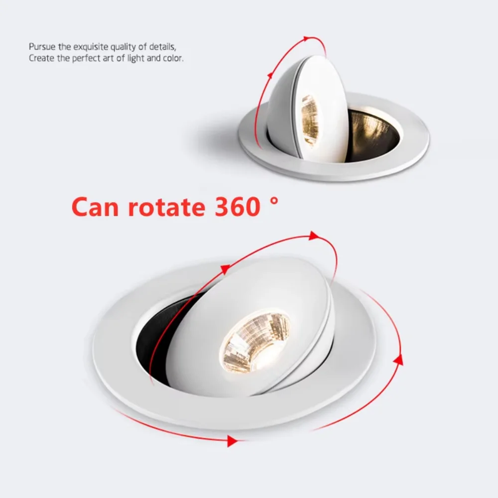 Embedded Dimmable LED Downlights 7W 9W 12W 15W 18W 20W 360&deg; Adjustable COB Ceiling Lamps Spot Lights AC90~260V