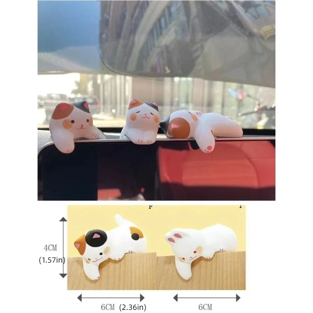 3pcs /set Handmad Lucky Cat Resin Figurine Collectible Crafts Kitten Car Ornaments Statue Cartoon Pet Cat Landscape Decoration
