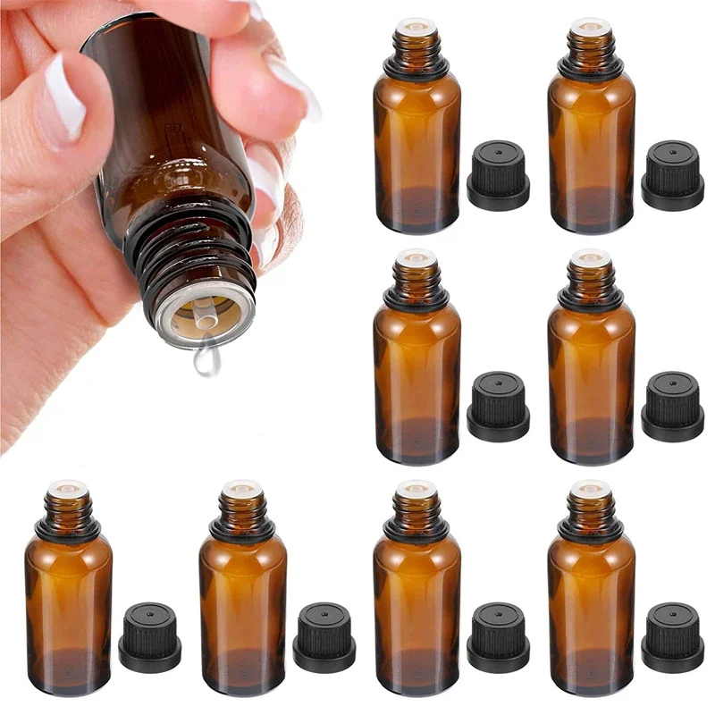 5ml-30ml 6PCS Refillable Empty Amber Glass Essential Oils Bottles For Perfume Aromatherapy with Orifice Reducer Dropper and Caps aromatherapy air humidifier with 7 color led air humidifier aroma diffuser crystal stone electric ultrasonic essential oil