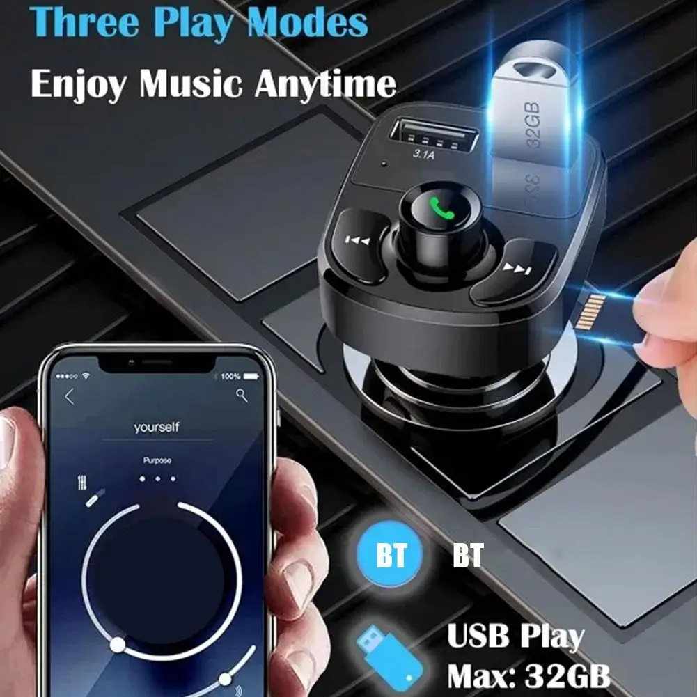 Car Wireless Bluetooth 5 Dual USB Car Charger Transmitter Bluetooth Audio Modulator MP3 Player Audio Receiver Car Accessories