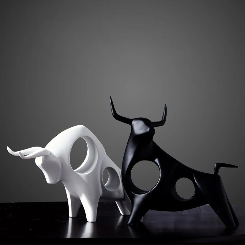 

Jingdezhen Creative Cow Bull Desk Decoration Ceramic Crafts Cattle Porcelain Animal Figurines & Miniatures Home Accessories