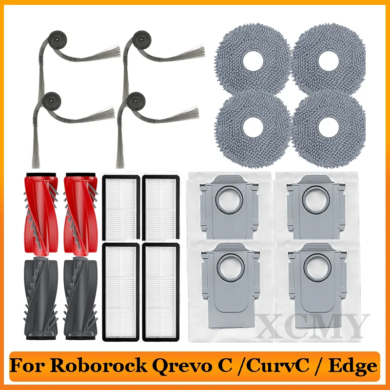 Kit 30 Pièces Rechange Pour Roborock Qrevo/Curve/Edge/P20 Pro - Brosses, Filtres HEPA, Sacs, Tampons