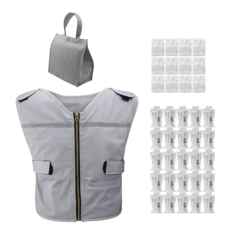 

Outdoor Summer Cooling Vest Adjustable Ice Cooling Vest With 25 Ice Packs Sports Construction Work Ice Cool Vest For Hot Weathe