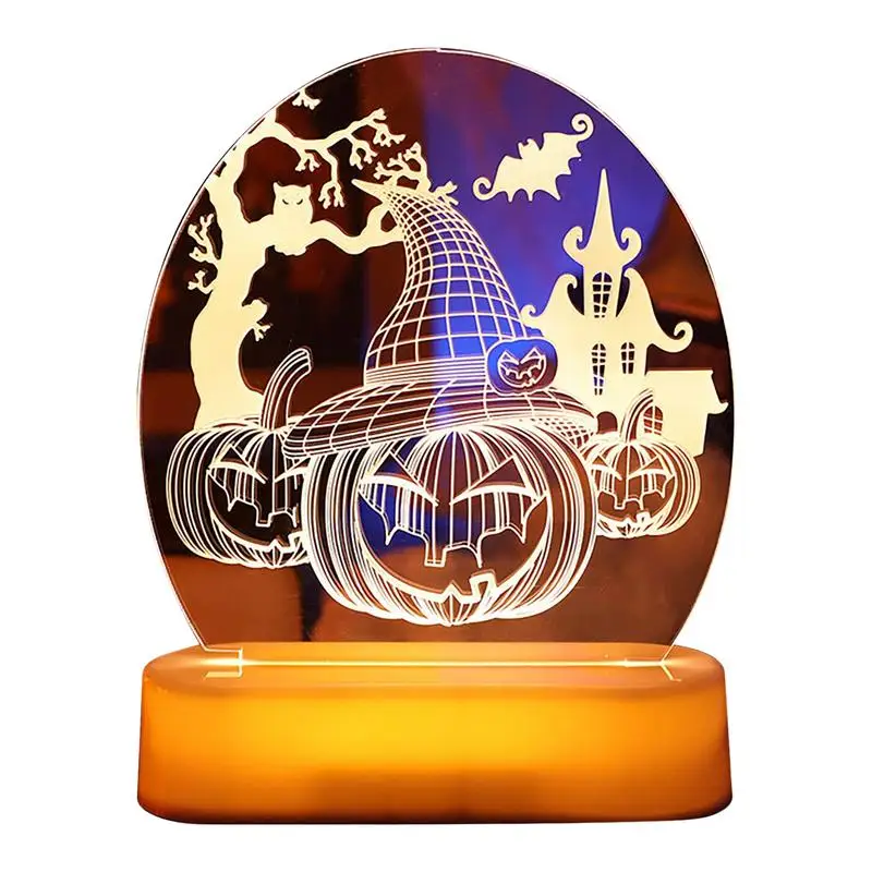 

Halloween Globe Lights 3D Desktop Lights Remote Control Decorative Lamp Reusable Witch Pumpkin Ghost Design Ambient Lamp Warm