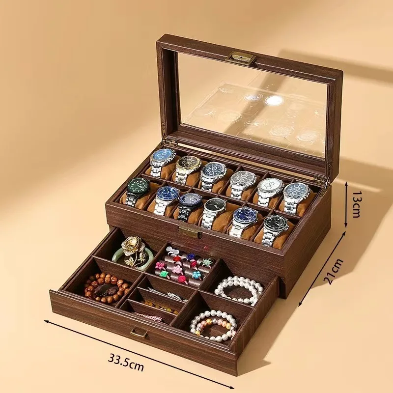 Retro-Inspired PU Leather Watch Storage Box with Imitation Wood Grain, Creative Gift Ca... - SKU WSB01528 - UGI Packaging