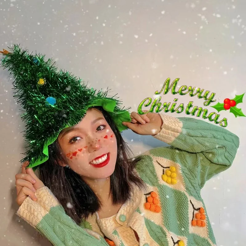 Christmas Tree Hat Elk Deer Xmas Hat Cap Party Headwear Hair Clip Hair Hoop Christmas Headband Party Costume Supplies hair accessories christmas beanie hat