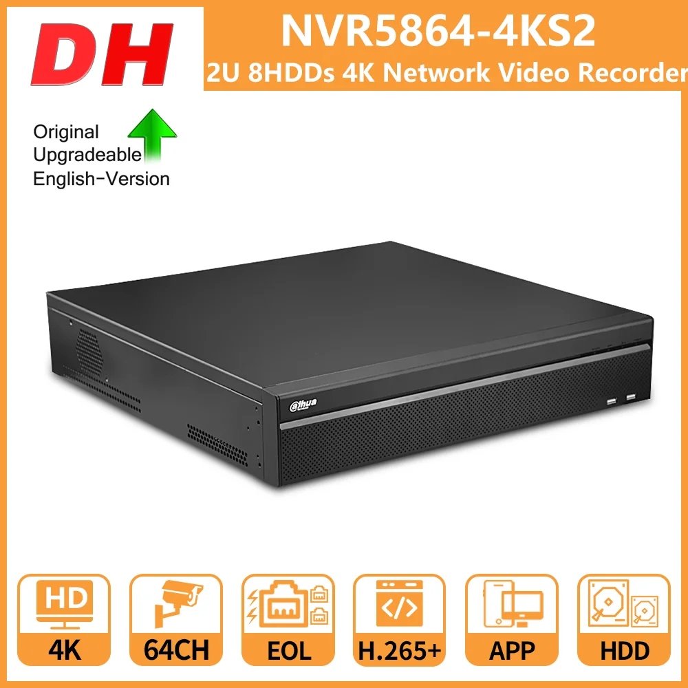 

Dahua NVR 64 Channel 2U 8HDDs 4K H.265 Pro Network Video Recorder NVR5864-4KS2 Face Detection Recognition ANPR People Counting