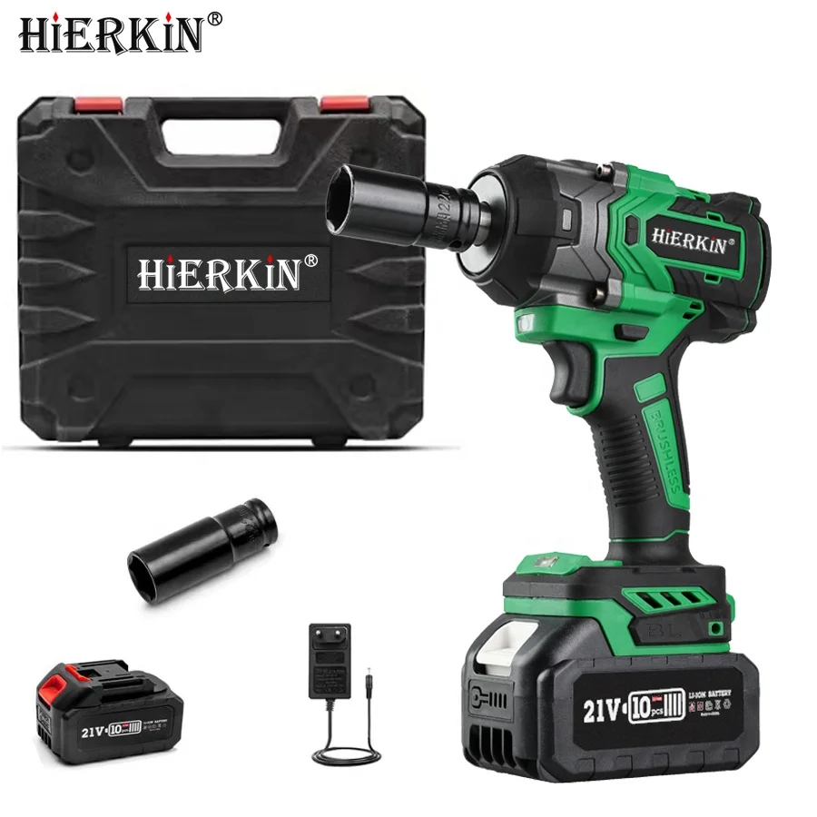 850NM 고토크 21V 무선 임팩트 렌치 1/2인치 브러시리스 모터 충전식 전동 스패너 세트 (자동차 휠 수리용)