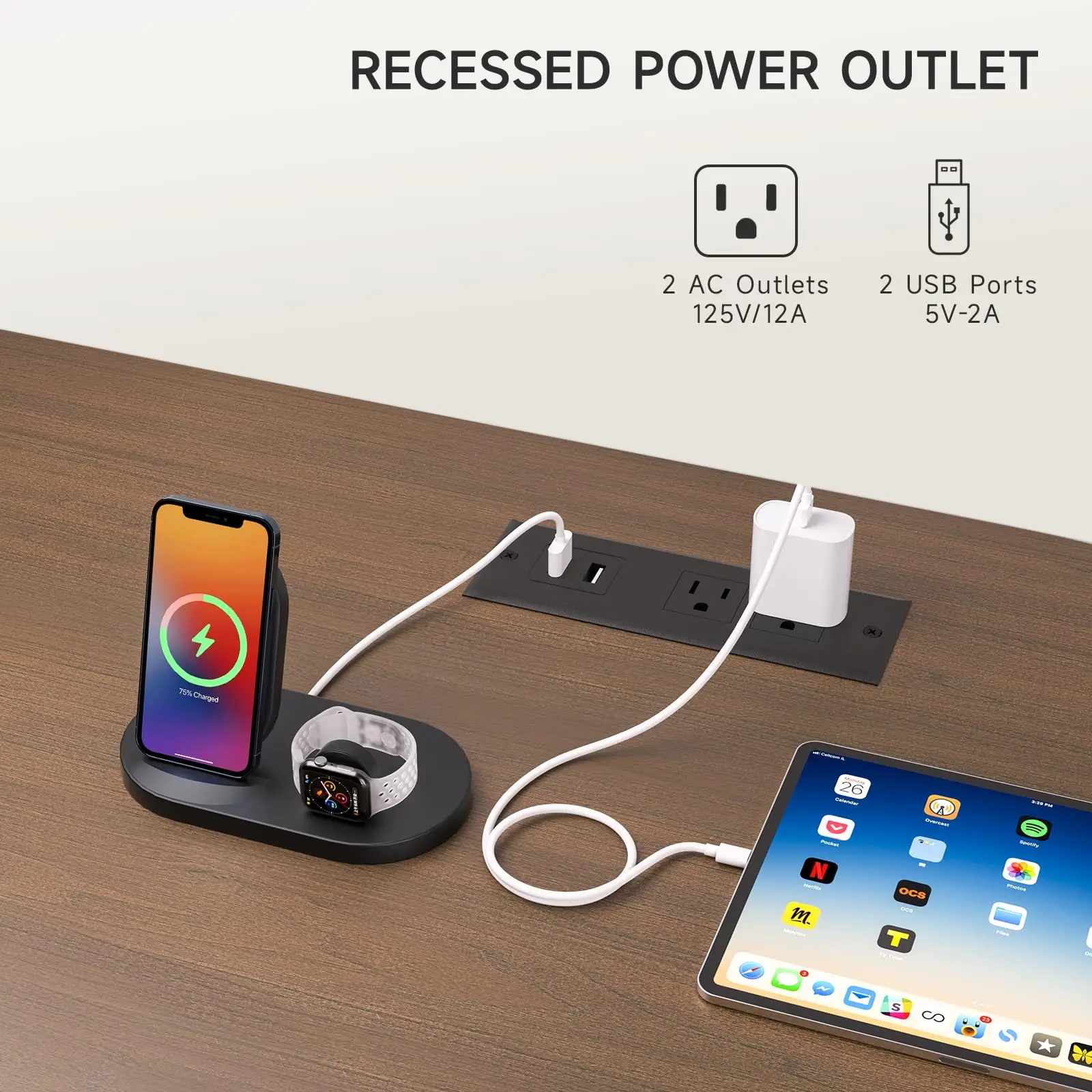 Modern TV Stand with Power Outlet 4