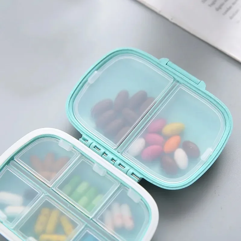 Organizer Mini Portable 8 Grids Pill Box Travel Medicine Container Wheat Sealed Tablets Storage Dispenser Box for Medicines