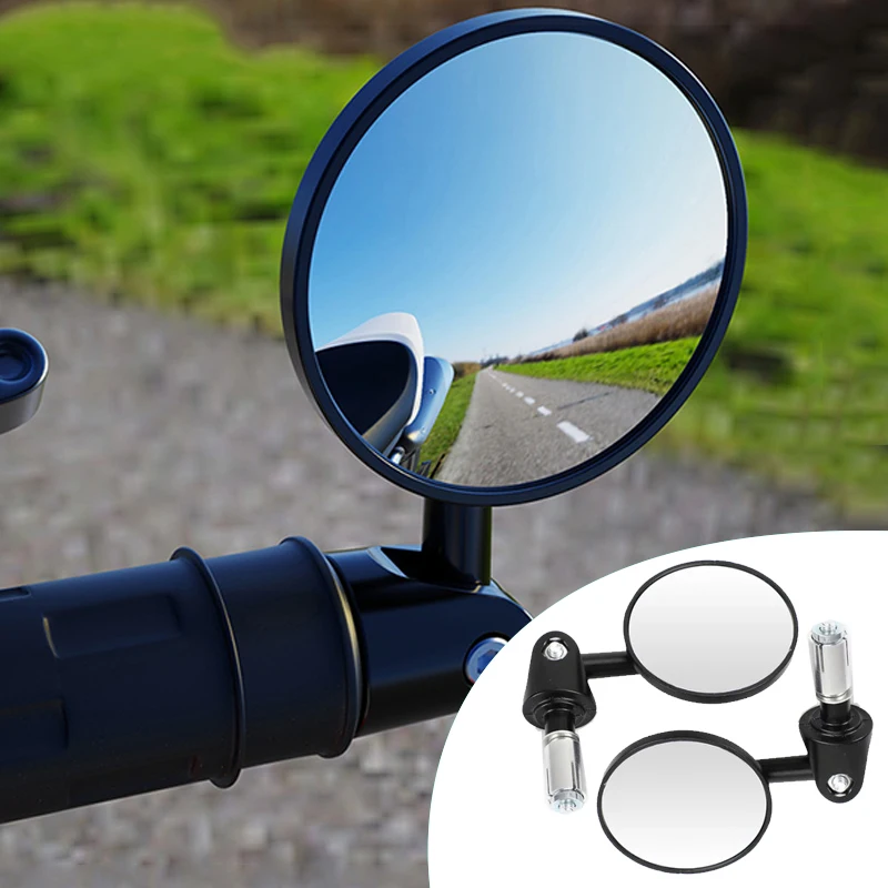 Motorcycle Handlebar Rearview Mirror Extended Small Blind Spot Wide View Safety Turning