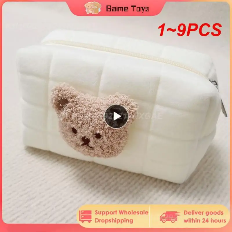 

1~9PCS Cute Bear Baby Toiletry Bag Make Up Cosmetic Bags Portable Diaper Pouch Baby Items Organizer Reusable Cotton Cluth Bag