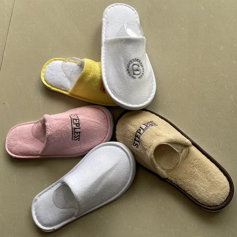 5 Pairs/Lot Winter Slippers Girls Boys Disposable Hotel Slippers Kid's Home Slides Travel Sandals Hospitality Guest Footwear