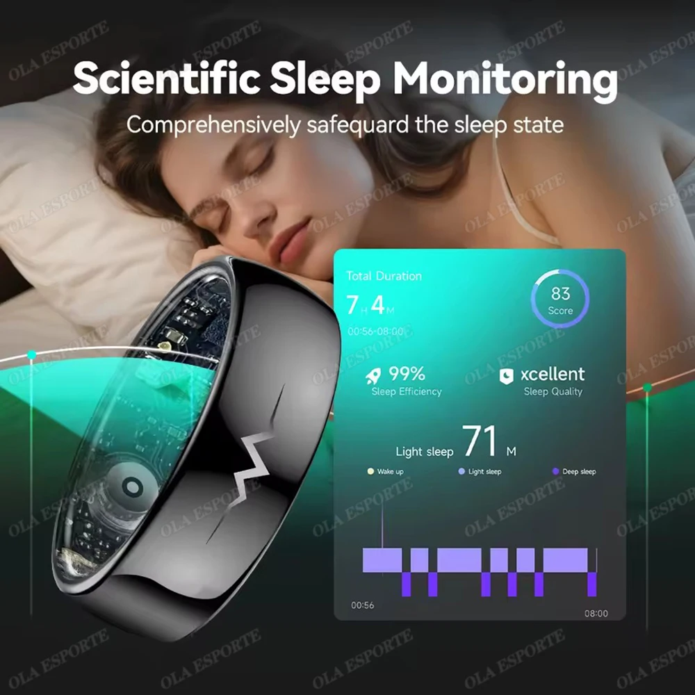 New ECG Monitor Smart Ring 2026 Heart Rate Blood Oxygen Health Monitoring Multi-sport Mode Temperature 3ATM Waterproof Smartring