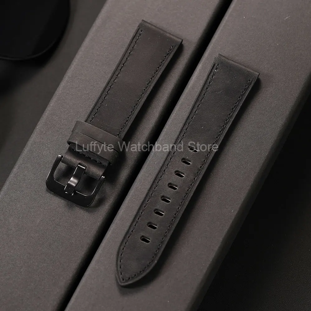 Crazy Horse Leather Watch Strap - Vintage Black, Blue, or Brown Watchband