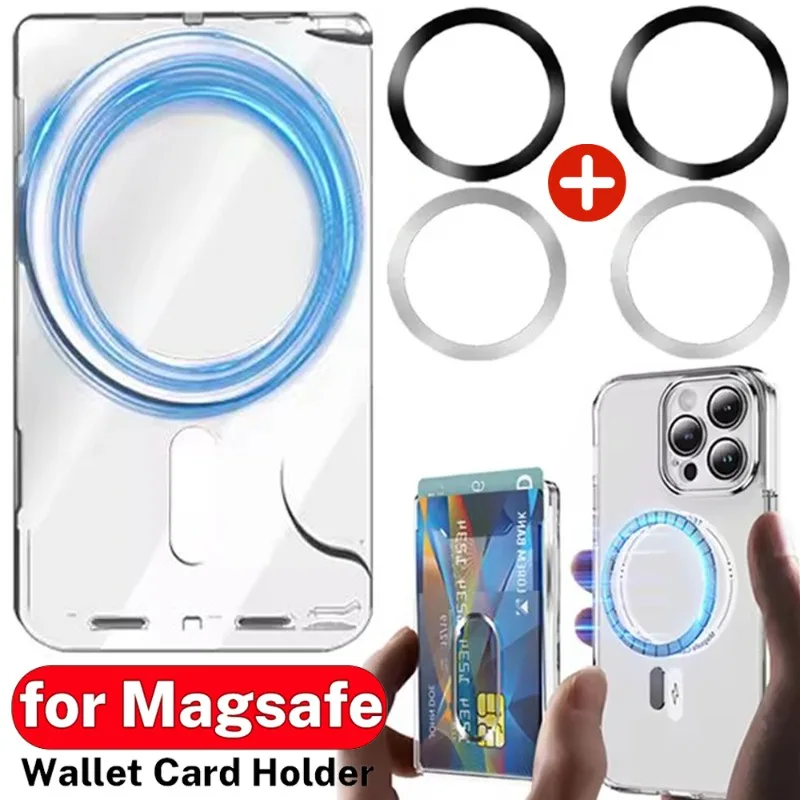 Magnetic Clear Wallet Card Holder with Back Magnet and Card Slots Cover Sleeve