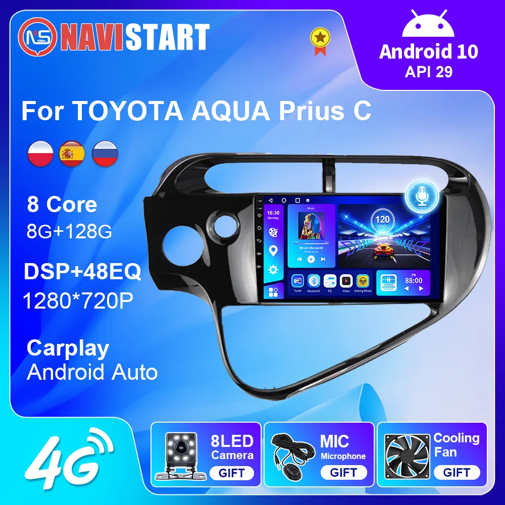 

NAVISTART Android 10 Car Radio Multimedia For Toyota AQUA Prius C 2018-2020 Tape Recorder Gps Navigation Audio Video Player 2Din