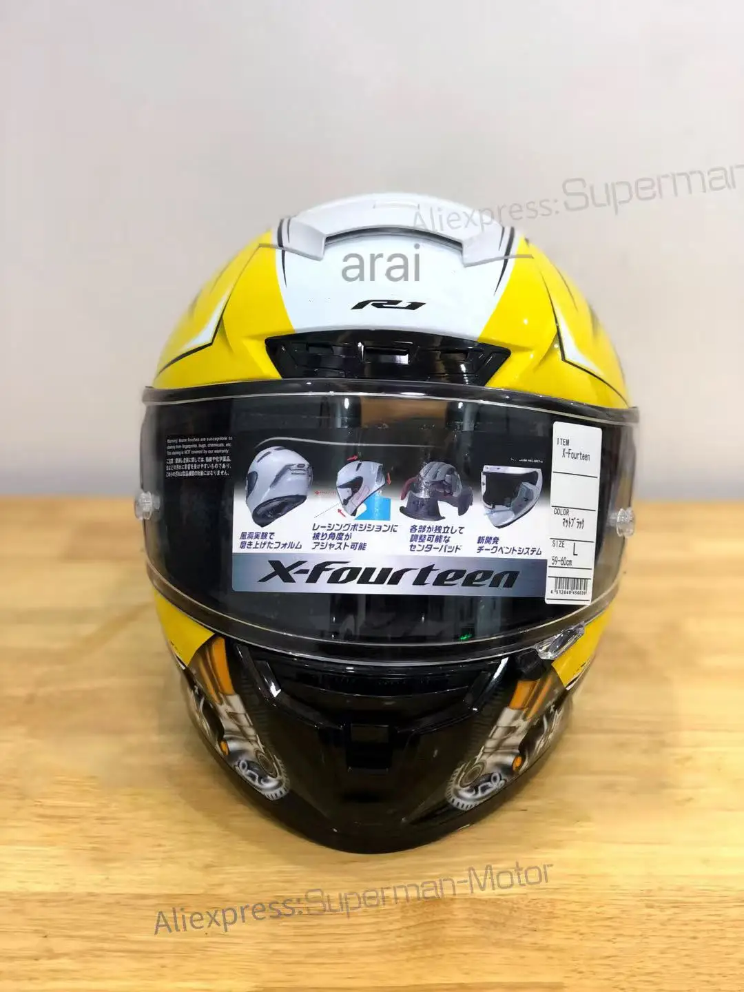 フルフェイスオートバイヘルメット X-14 X14 イエロー HA RIM 1