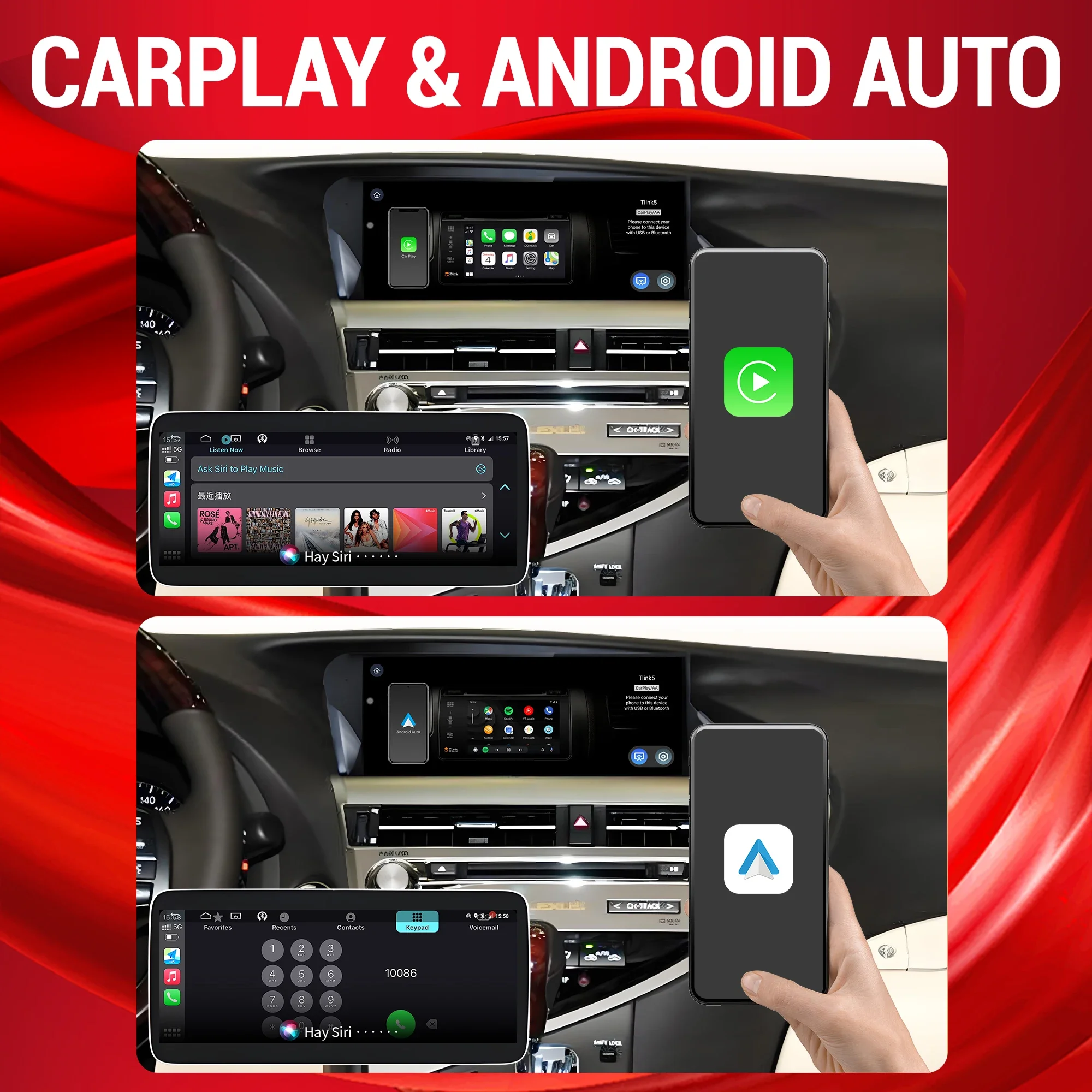 10,25 "Android 14 Radio de coche para Lexus Es240 Es250 Es350 Es 300H 2013-2017 Multimedia BT Carplay Snapdragon 668S pantalla de unidad principal 4
