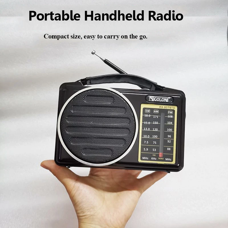Portable FM AM SW Radio Full Band Radios Receiver Colorful Ambient Light Bluetooth Speaker Wireless TWS Connection Music Player