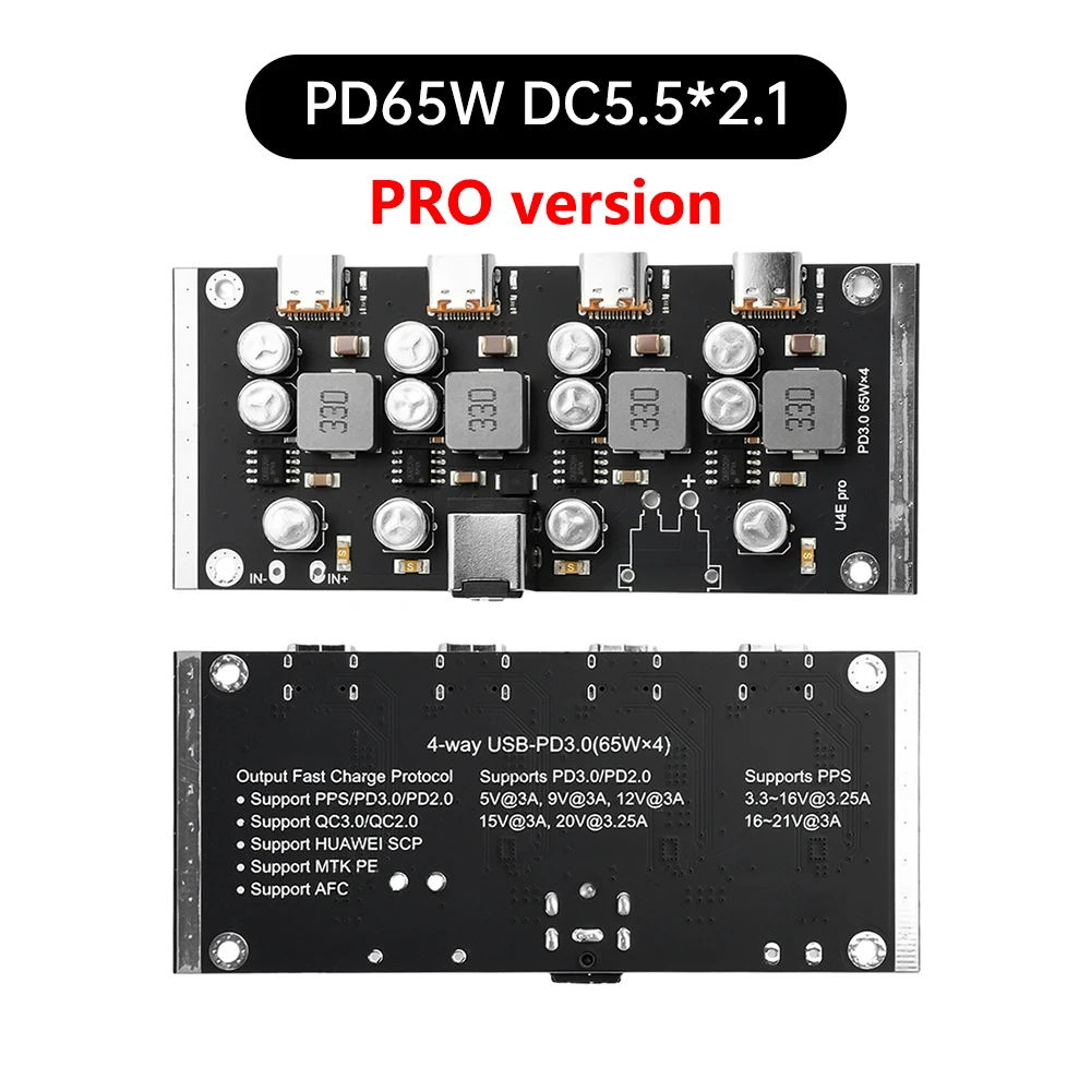 ตัวเลือกสินค้า โมดูลชาร์จเร็ว PD65W 4 ทิศทาง รองรับ PD3.0 QC3.0 Type-C
