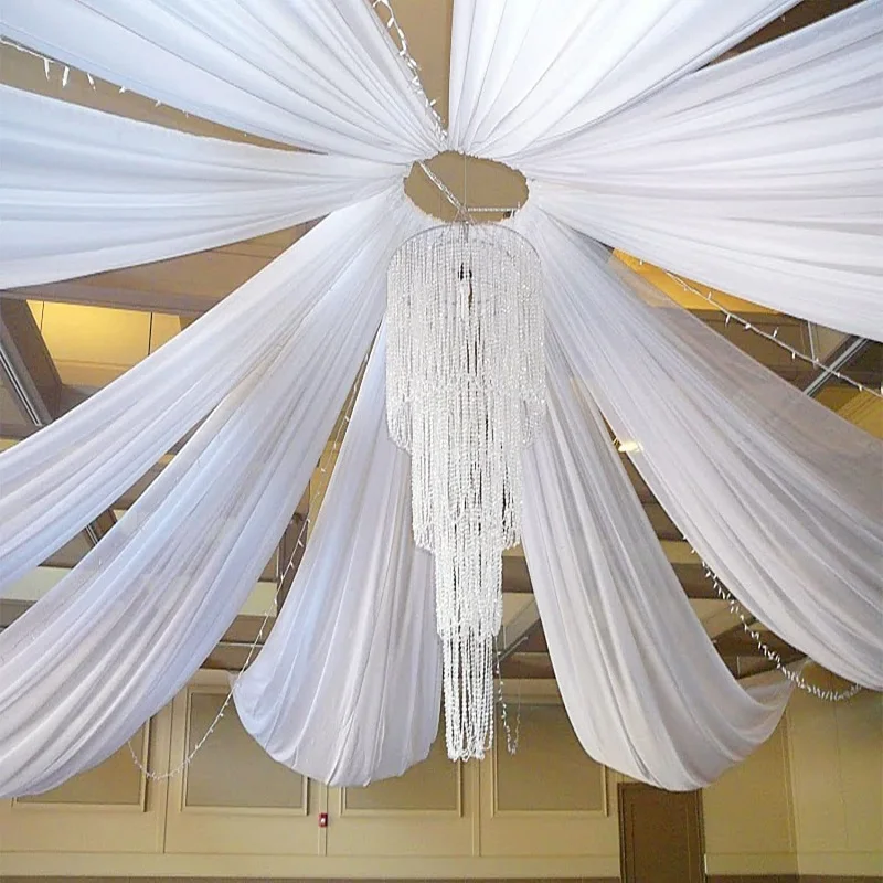

Ceil drapes for Wedding Banquet White color chiffon valance Gauze curtain Arch decoration