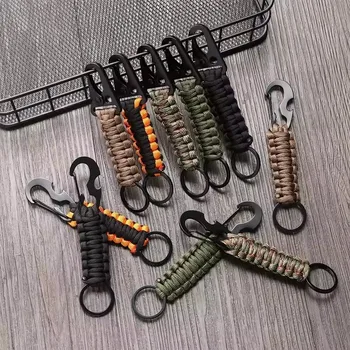 Outdoor Keychain Ring Carabiner – Military Paracord Rope Survival Kit with Bottle Opener & Emergency Tools 1