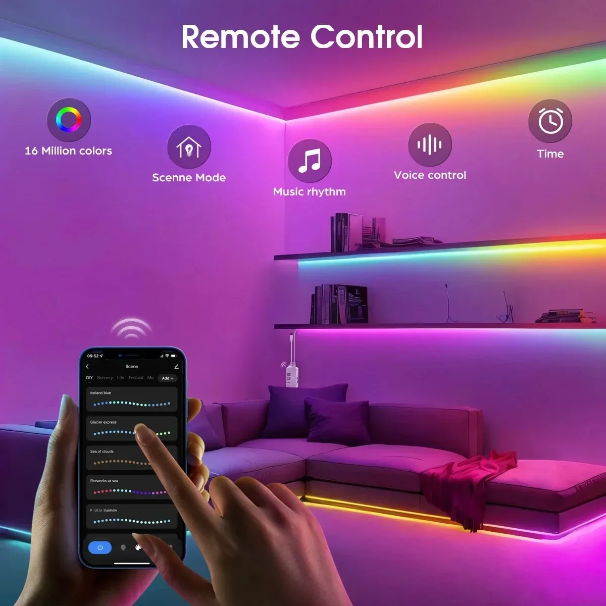 Tira LED RGB COB Inteligente WiFi Tuya - 12V Control Remoto