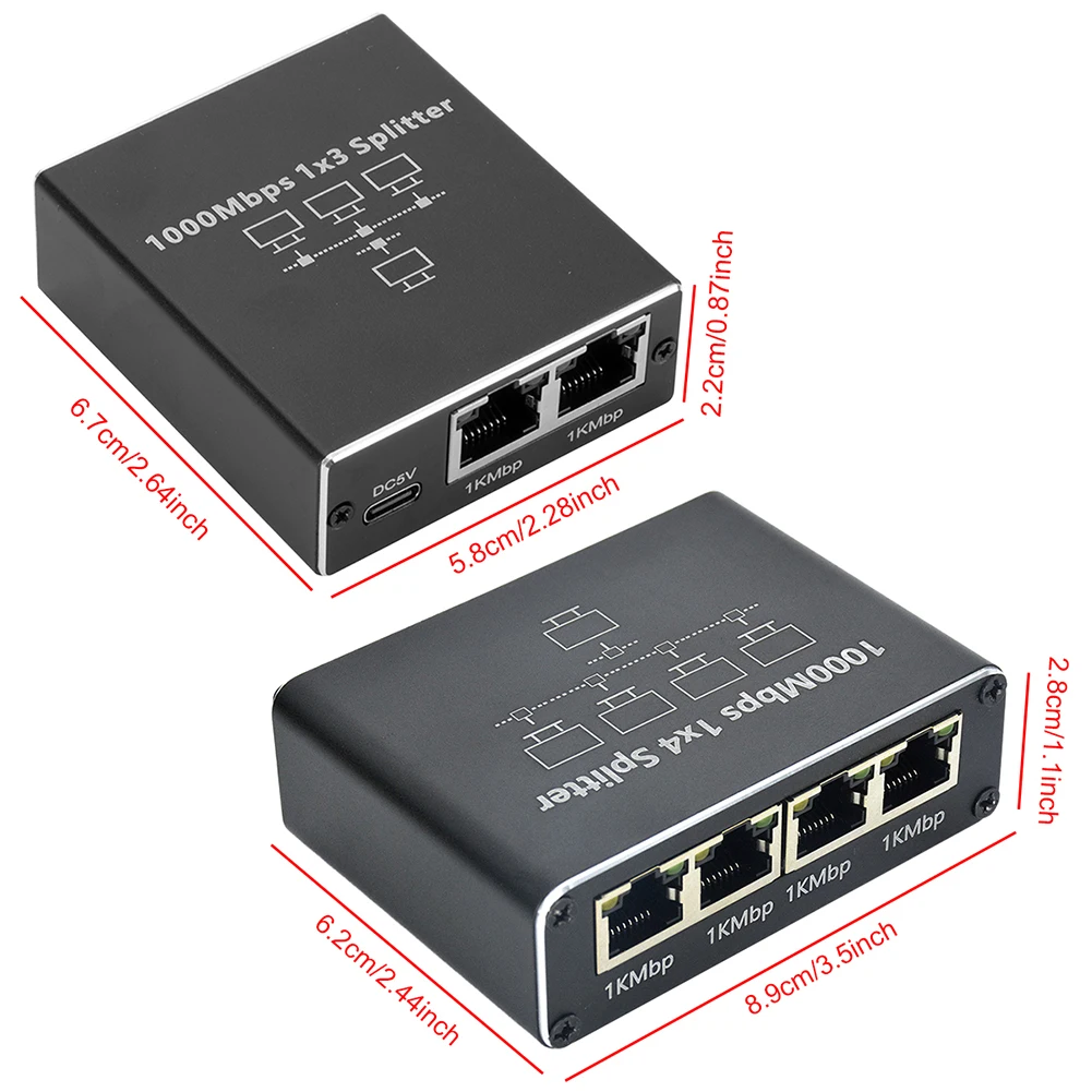 Ethernet Splitter 1 To 3/4 Network RJ45 Splitter Gigabit RJ45 LAN Network Extension Ethernet Adapter for Router