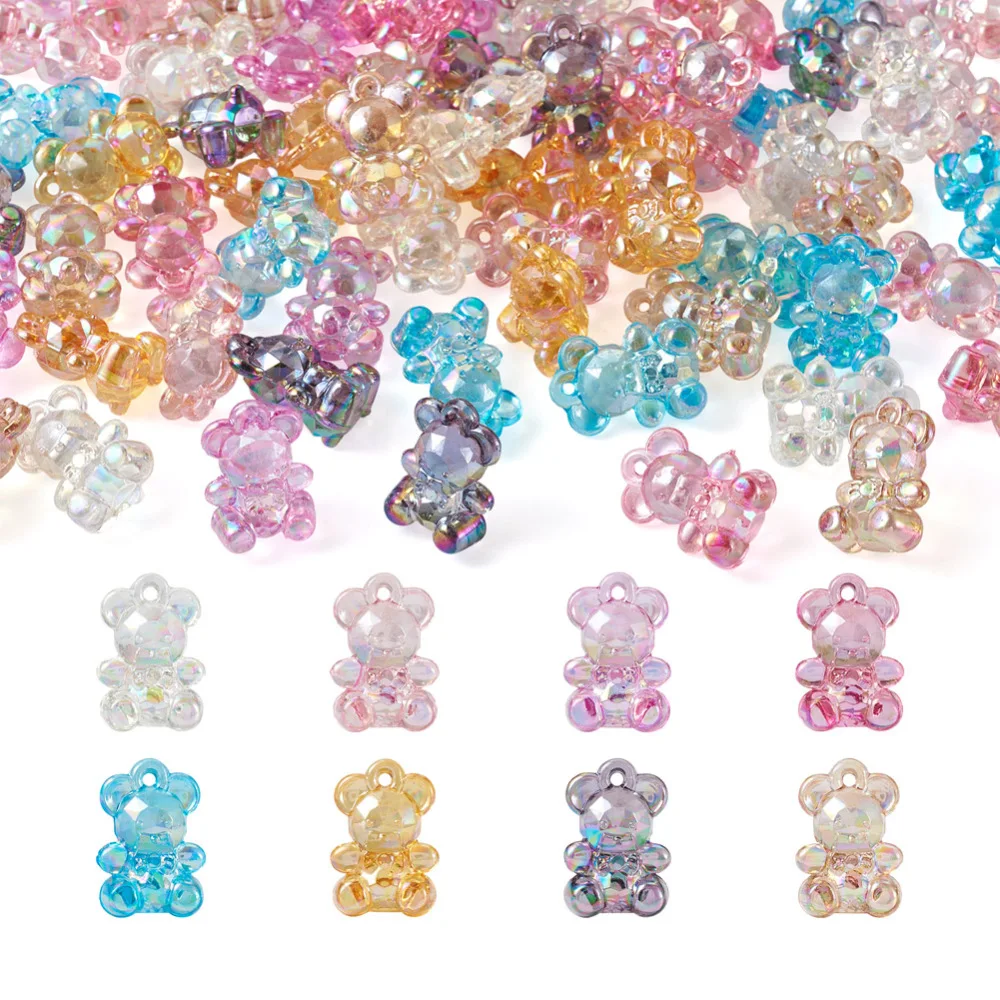 

1 Box Bear Transparent Acrylic Pendants Mixed Color Resin Charms for Necklace Earrings Keychain DIY Jewelry Making Findings