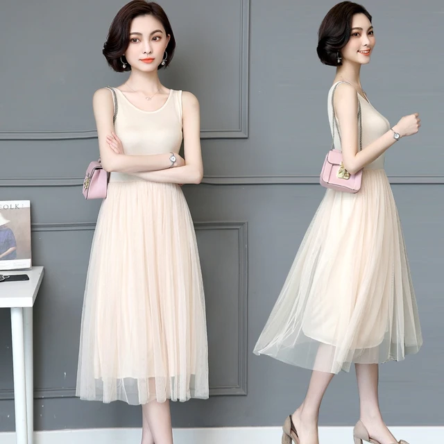 Modal Sling Vest Skirt Women Summer Thin Inner wear Sleeveless Dress Plus  size Casual Solid Base Long dress - AliExpress