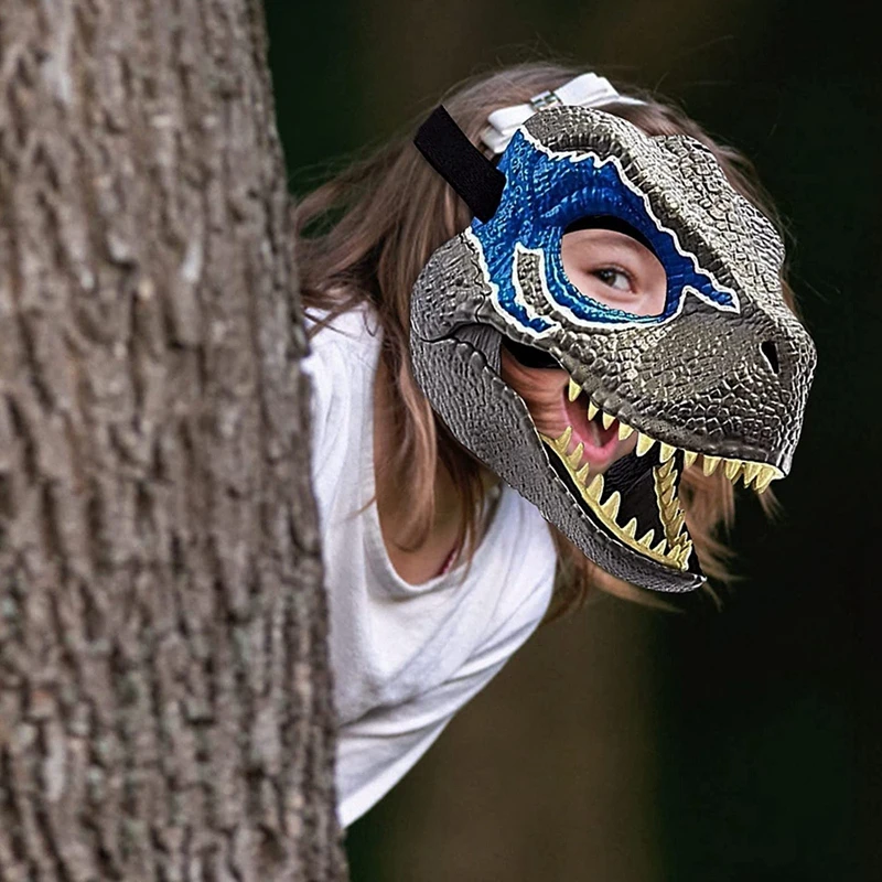 

Dragon Dinosaur Mask Latex Horror Headgear Halloween Party Cosplay Costume Scared Mask Can Move Mouth Stress Reliever Toys