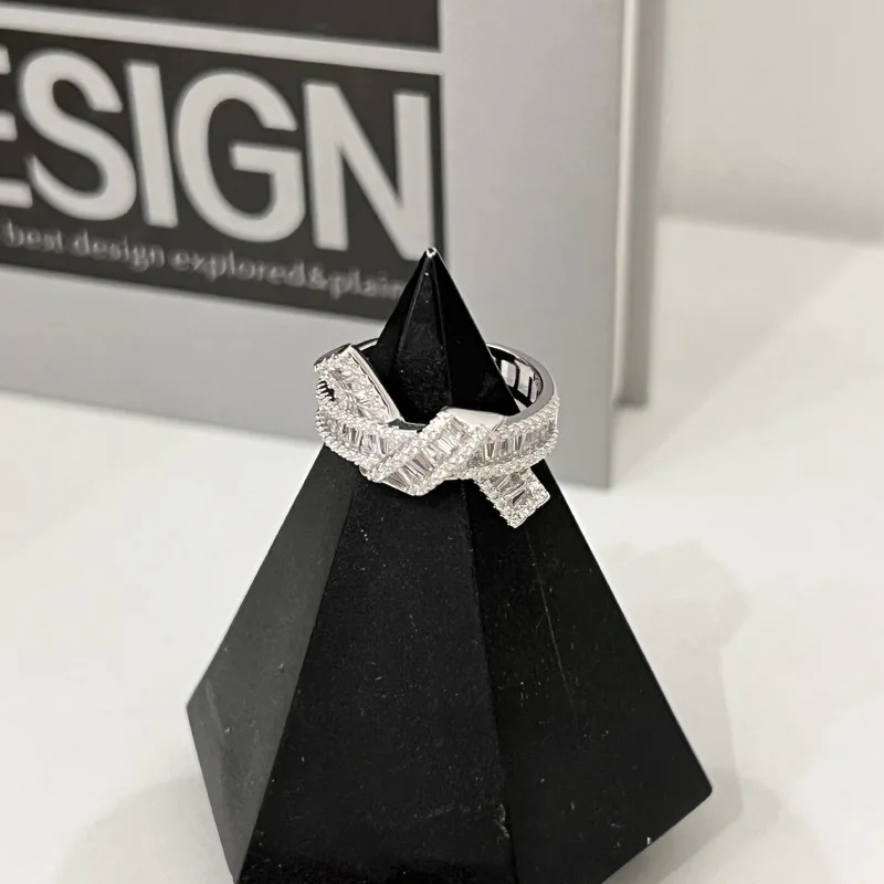 

New Fashion 925 Silver Open Finger Ring Clear Stone Knot Ribbon Geometric For Women Girl Jewelry Gift Dropship Wholesale